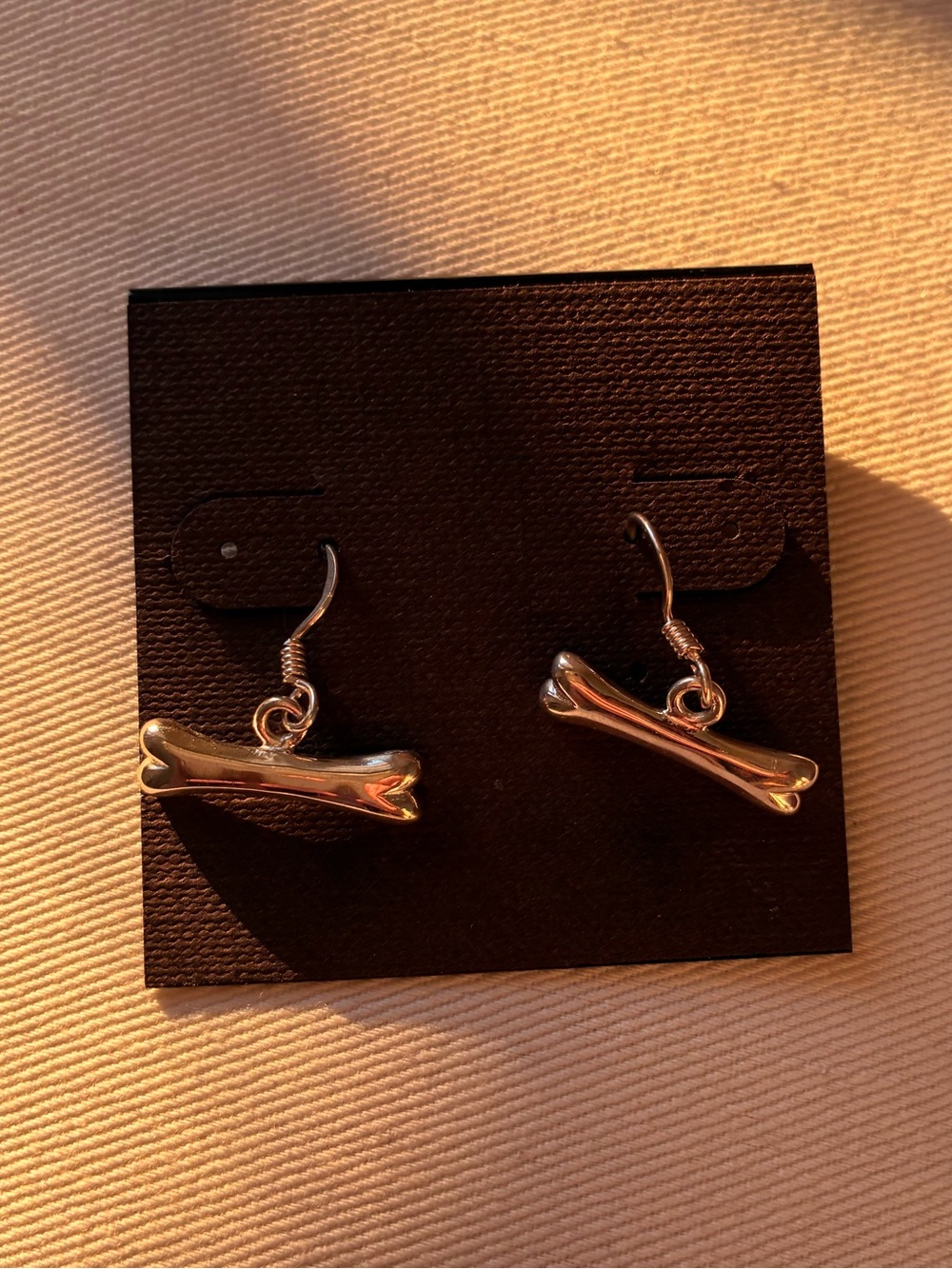 Silver Bone Charm Drop Earrings
